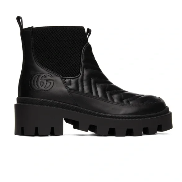 GUCCI Black Matelassé Chelsea Boots - Picture 1 of 12